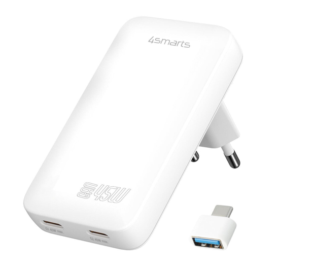 4smarts Ładowarka sieciowa FlatPlug Slim Dual 45W GaN 2xUSB-C biały - 1512694 - zdjęcie